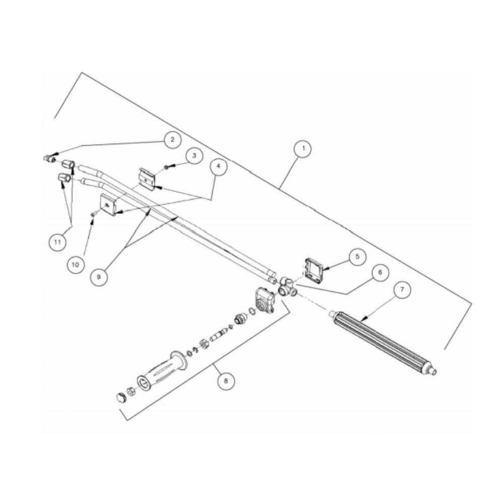 Dual Lance Diagram and Parts List for HS-3505-0MGK  Mi-T-M Pressure Washer