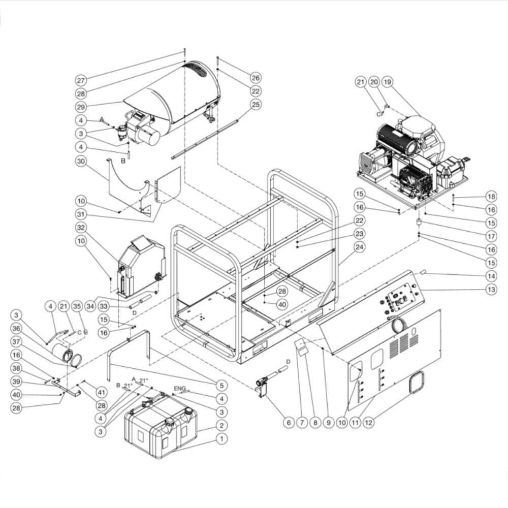 Unit Diagram and Parts List for HDS-4005-1H6G  Mi-T-M Pressure Washer