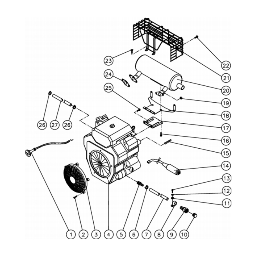 Engine Diagram and Parts List for HS-3504-0MGK  Mi-T-M Pressure Washer