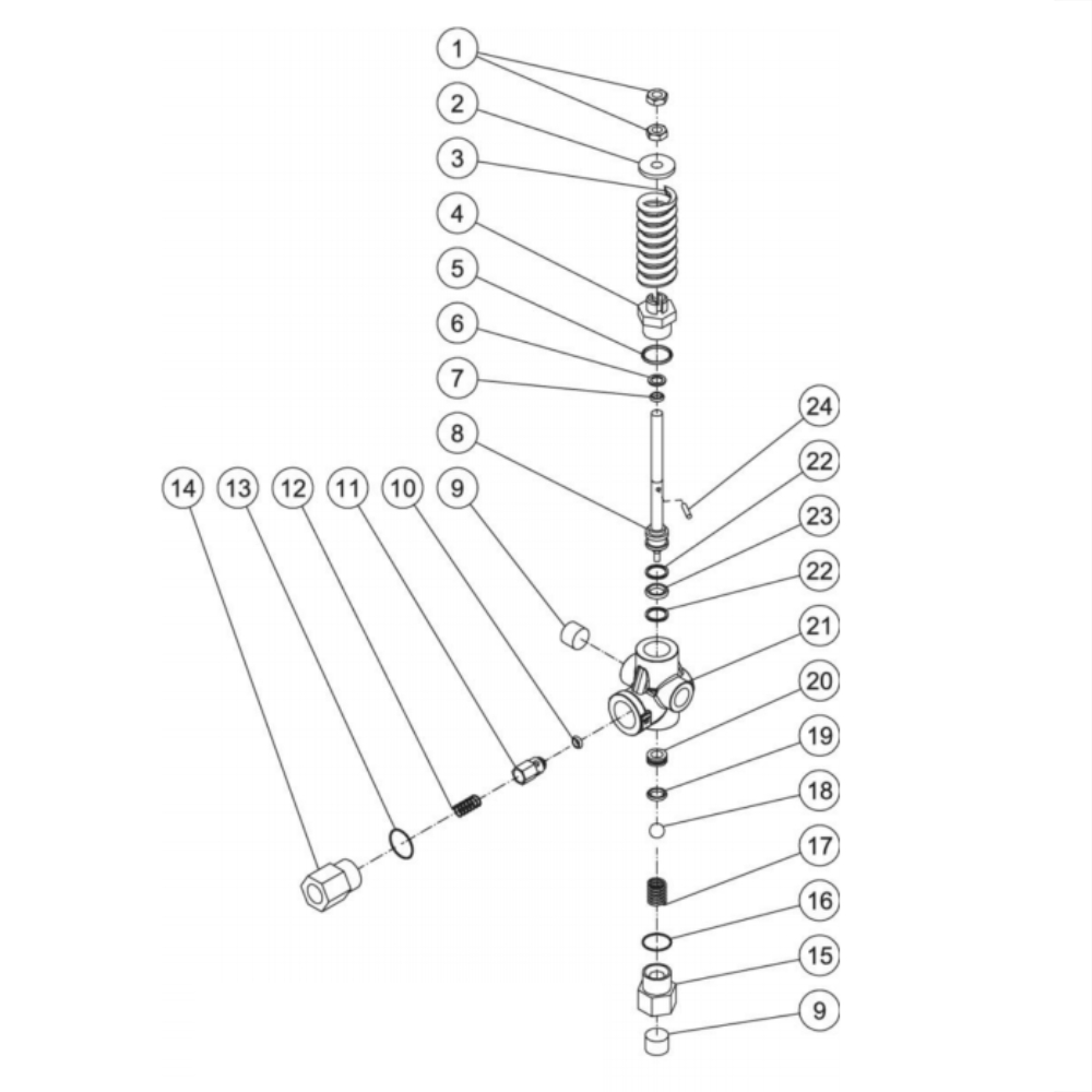 Unloader Diagram and Parts List for HDS-4005-0H6G  Mi-T-M Pressure Washer