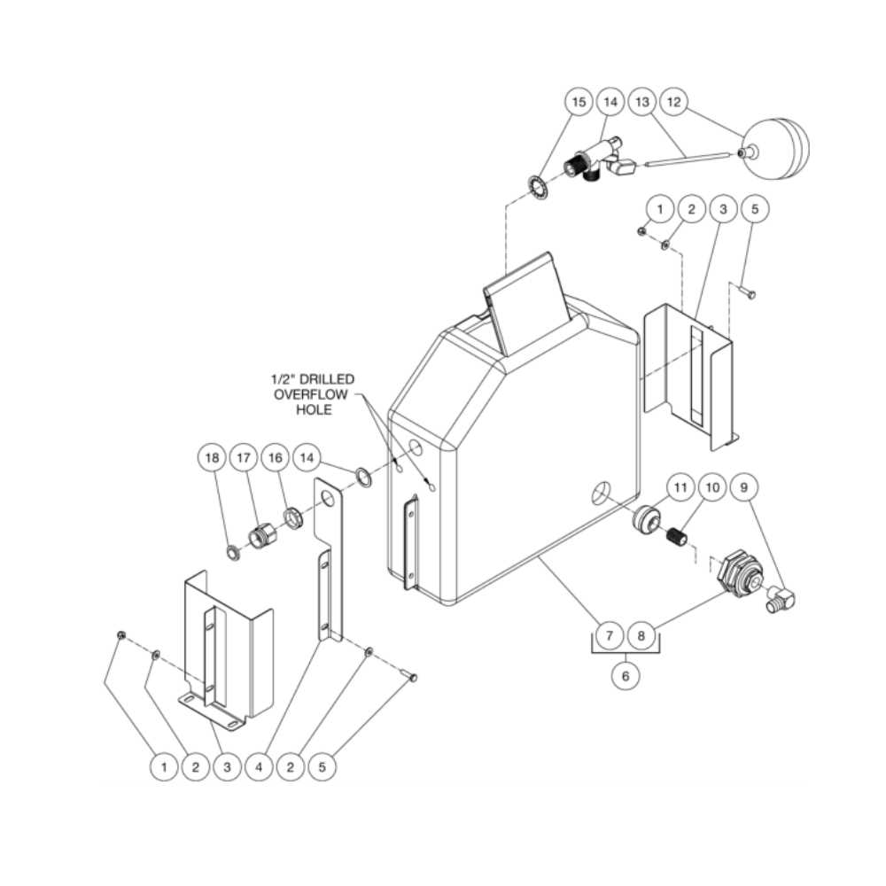 Float Tank Diagram and Parts List for HS-3506-0MGH  Mi-T-M Pressure Washer