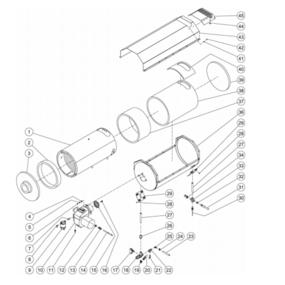 Heat Exchanger Diagram and Parts List for HS-3008-0MGH  Mi-T-M Pressure Washer