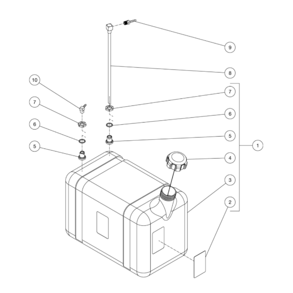 Gas Tank Diagram and Parts List for HDS-3505-0R7G  Mi-T-M Pressure Washer