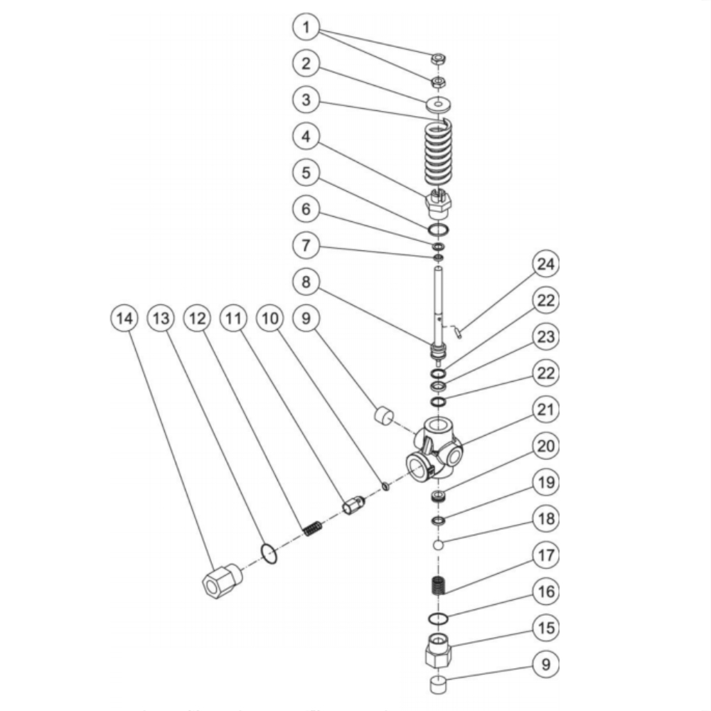 Unloader Diagram and Parts List for HDS-4005-0K6A  Mi-T-M Pressure Washer