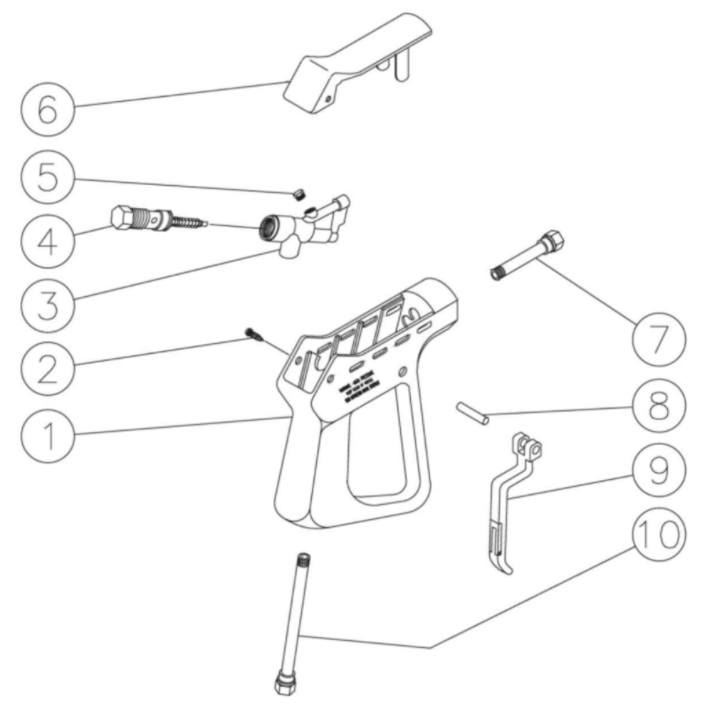Gun Diagram and Parts List for HS-3504-0MGV  Mi-T-M Pressure Washer