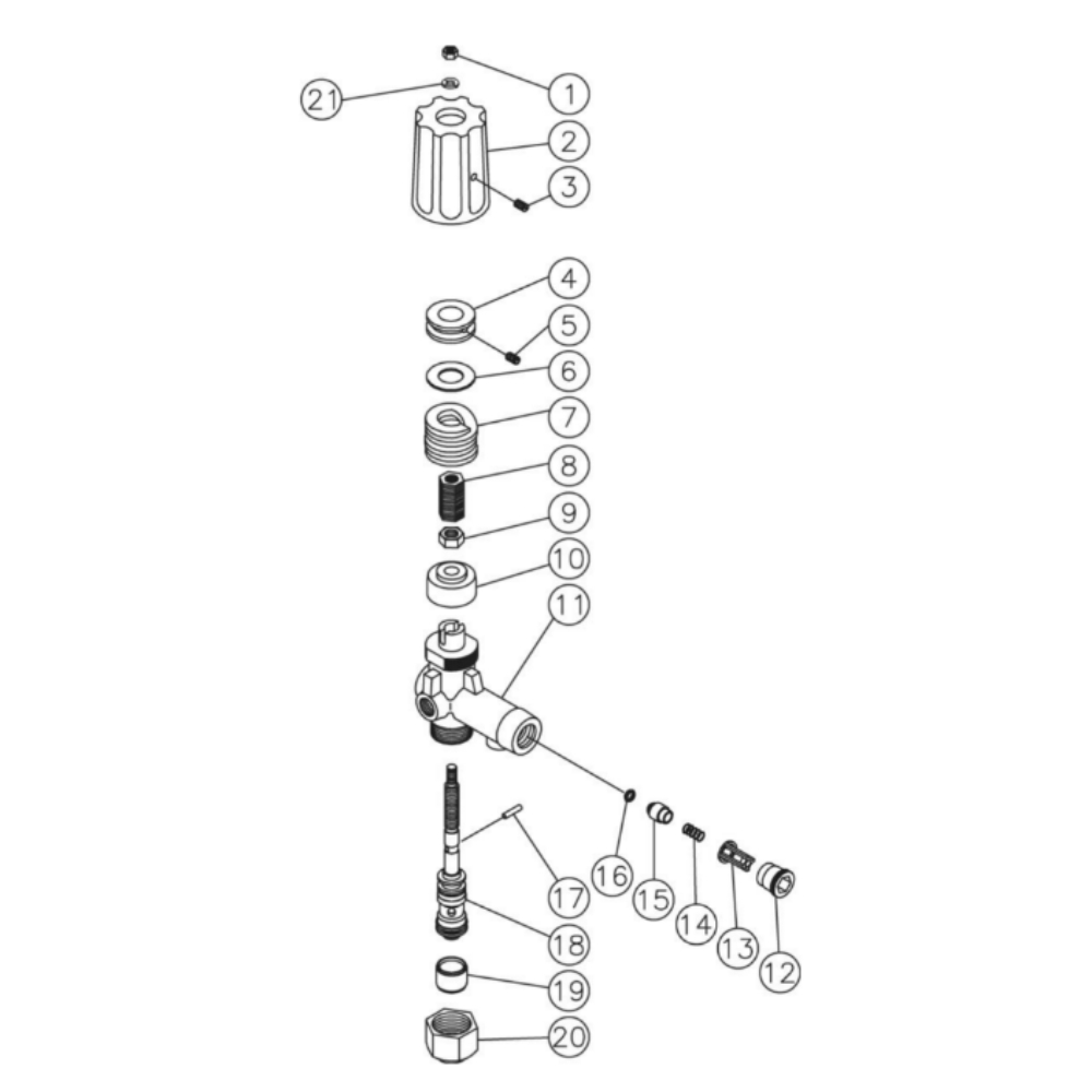 Unloader Diagram and Parts List for HHS-1003-2E1G  Mi-T-M Pressure Washer