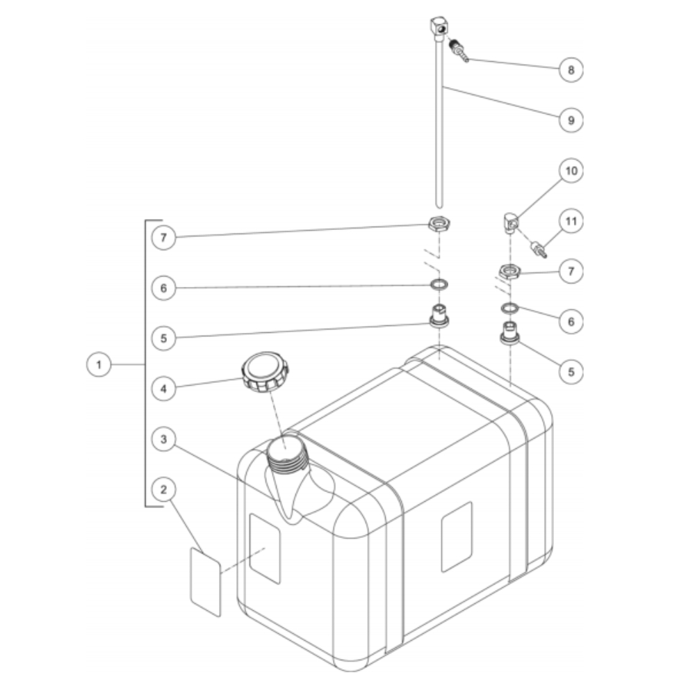 Diesel Fuel Tank Diagram and Parts List for HS-3006-0MGD  Mi-T-M Pressure Washer