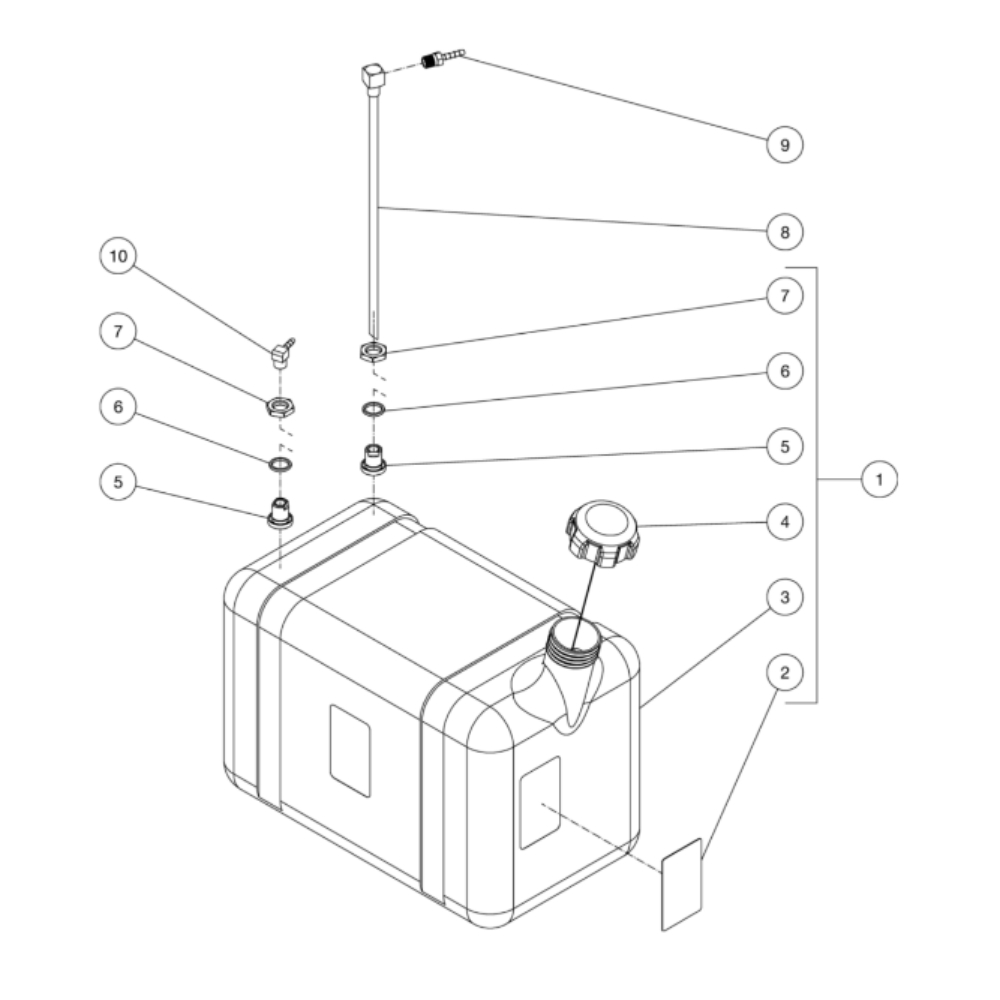 Gas Tank Diagram and Parts List for HDS-3506-0K6A  Mi-T-M Pressure Washer