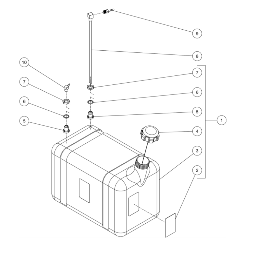 Gas Tank Diagram and Parts List for HDS-4005-0B7G  Mi-T-M Pressure Washer