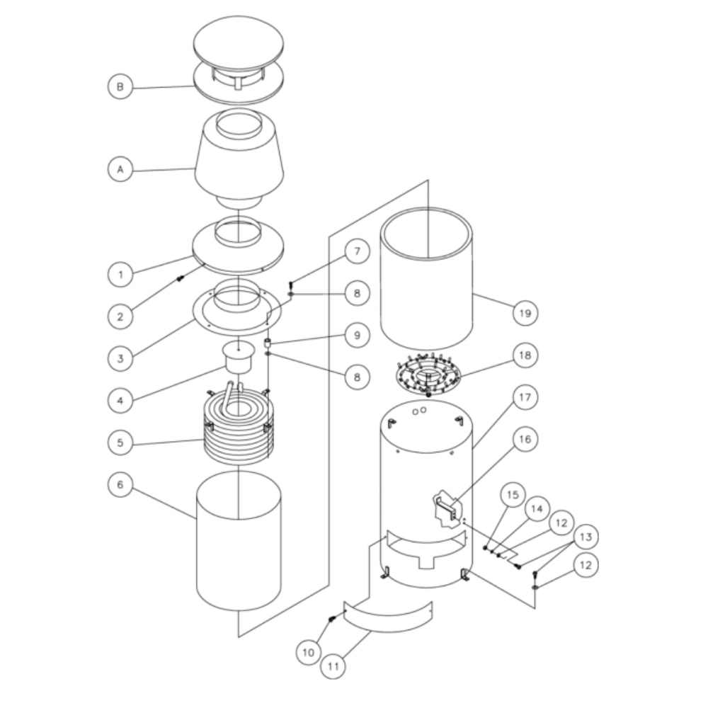 Boiler Diagram and Parts List for HG-2205-0M10  Mi-T-M Pressure Washer