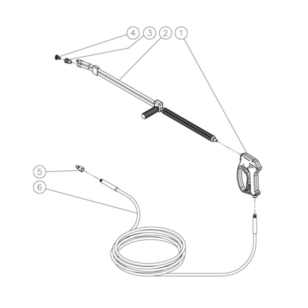 Gun/Wand/Hose Diagram and Parts List for HDS-4005-0K6G  Mi-T-M Pressure Washer