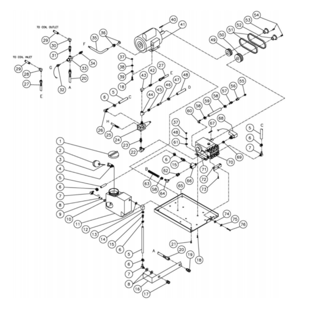 Motor/Pump Diagram and Parts List for HG-2205-0M30  Mi-T-M Pressure Washer