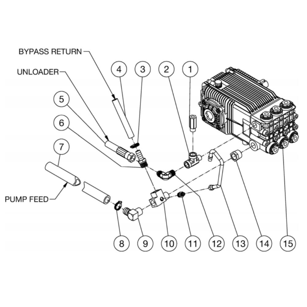 Pump Plumbing Diagram and Parts List for HS-4004-0MAV  Mi-T-M Pressure Washer