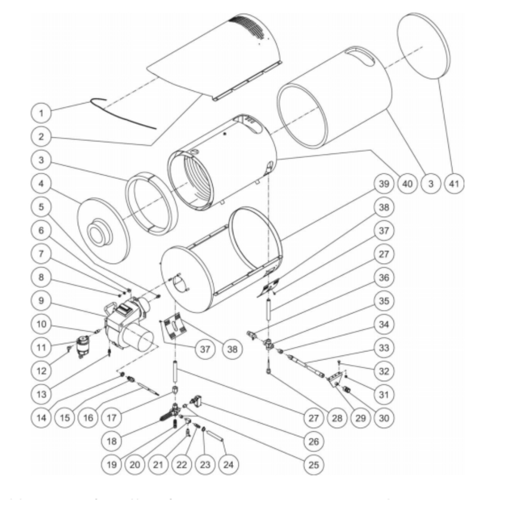 Heat Exchanger Diagram and Parts List for HDS-4005-0H6A  Mi-T-M Pressure Washer