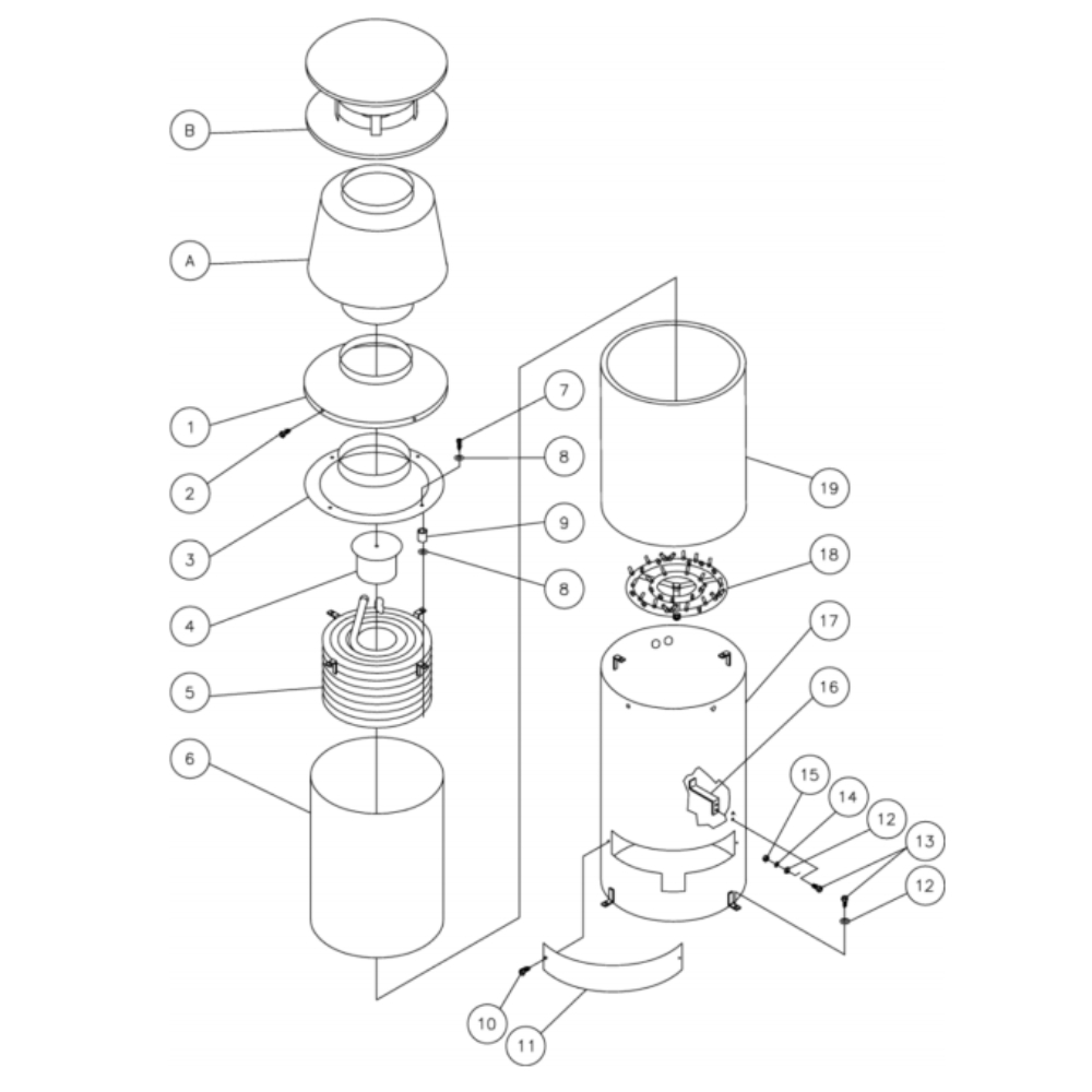 Boiler Diagram and Parts List for HG-2004-0M10  Mi-T-M Pressure Washer