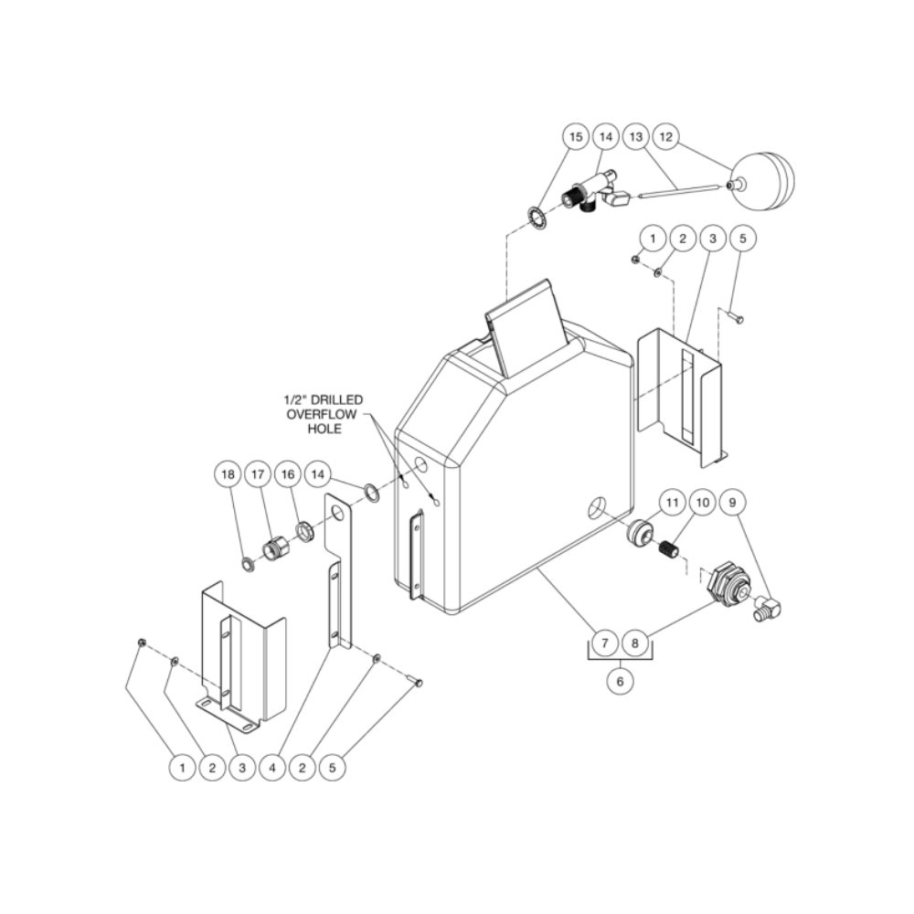 Float Tank Diagram and Parts List for HDS-4005-0B7G  Mi-T-M Pressure Washer