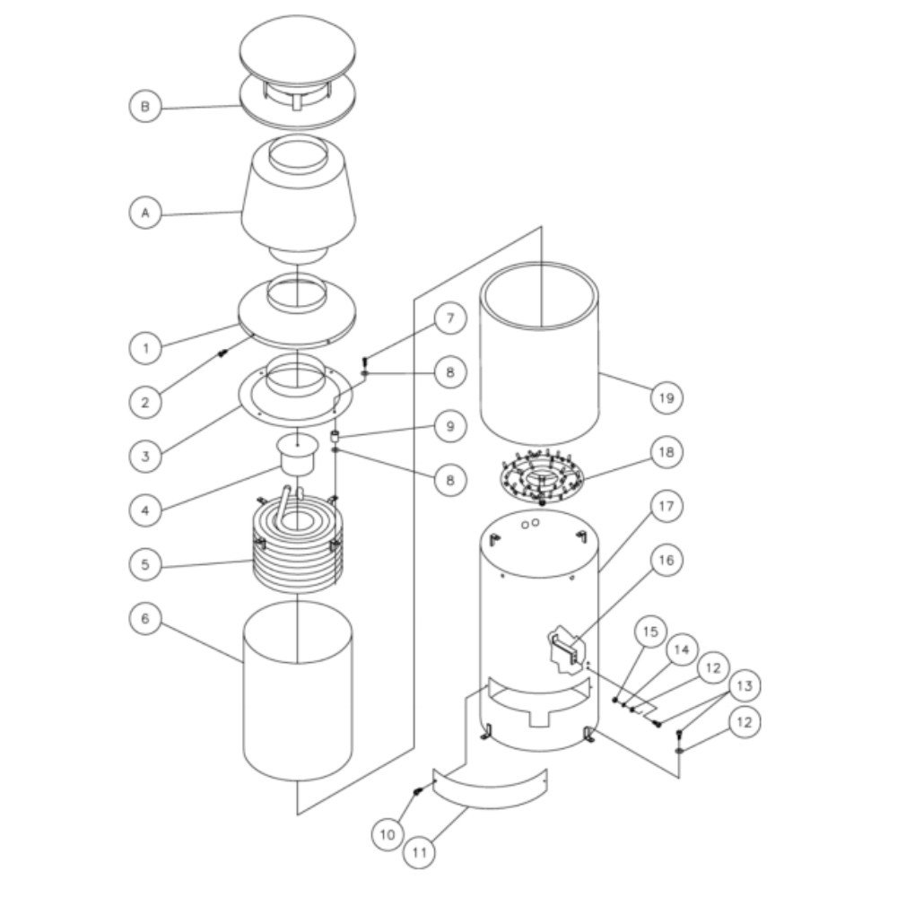 Boiler Diagram and Parts List for HG-2004-0M30  Mi-T-M Pressure Washer