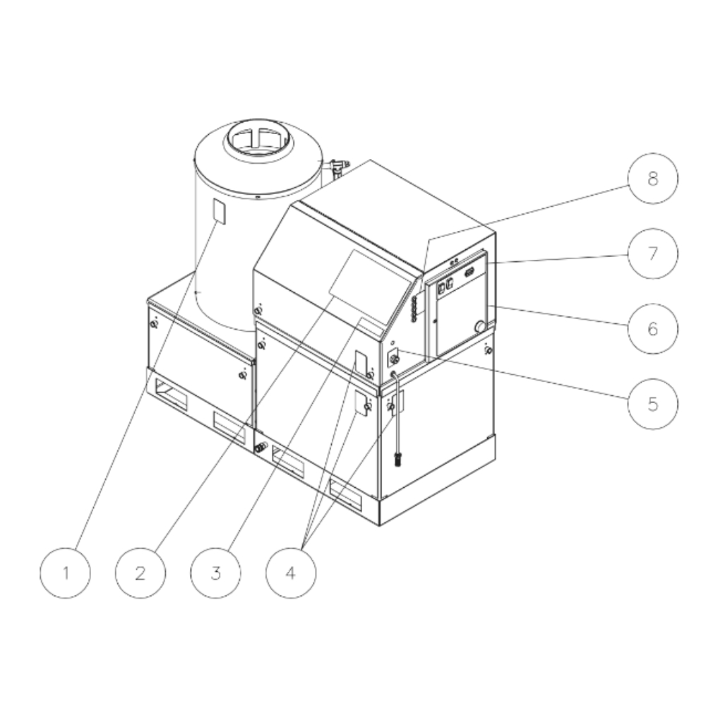 Decal Placement Diagram and Parts List for HEG  Mi-T-M Pressure Washer