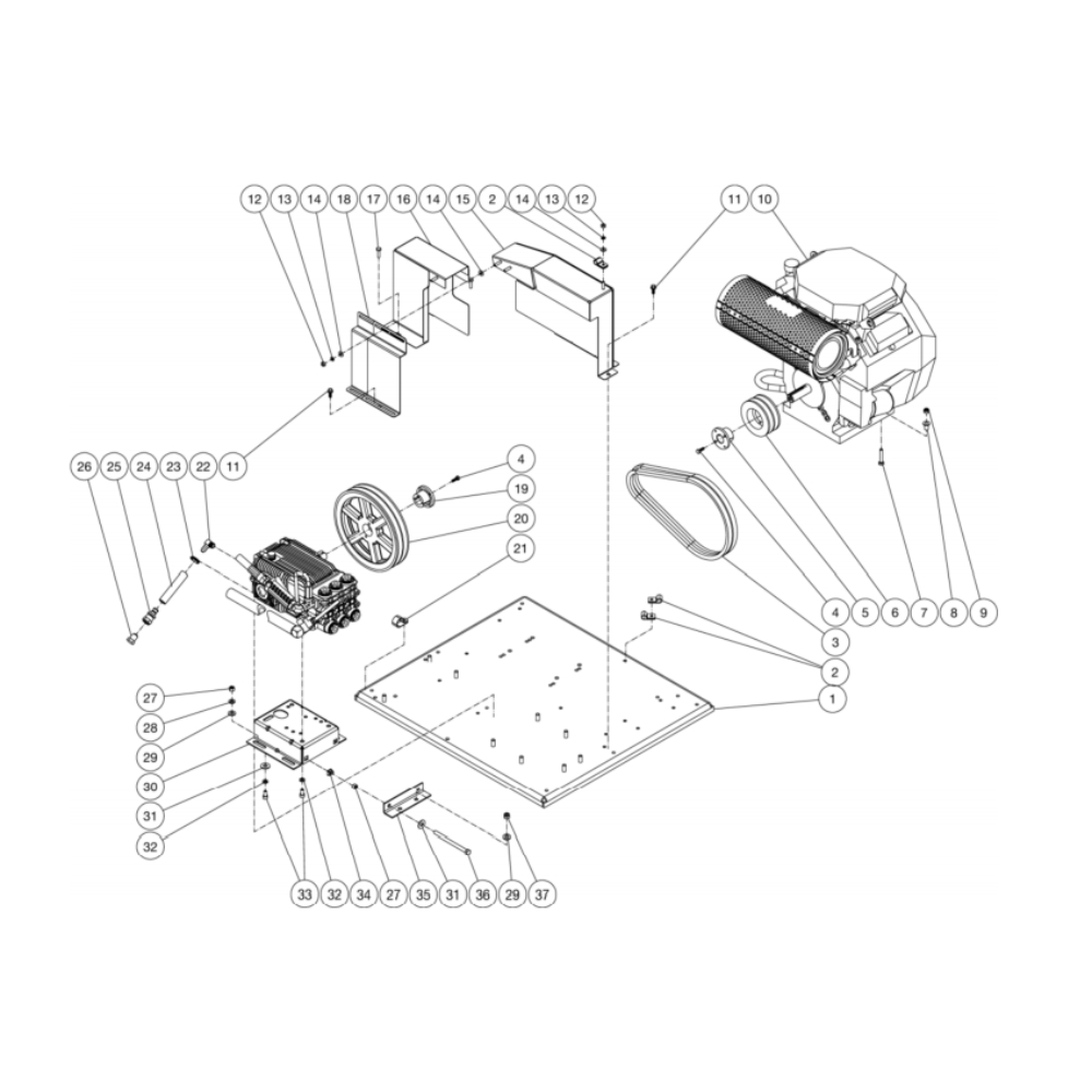 Isolation Plate Diagram and Parts List for HDC-3505-0V6G  Mi-T-M Pressure Washer