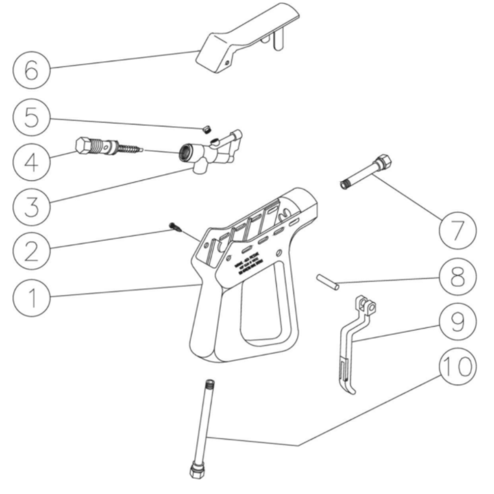 Gun Diagram and Parts List for HHS-3004-1E3A  Mi-T-M Pressure Washer