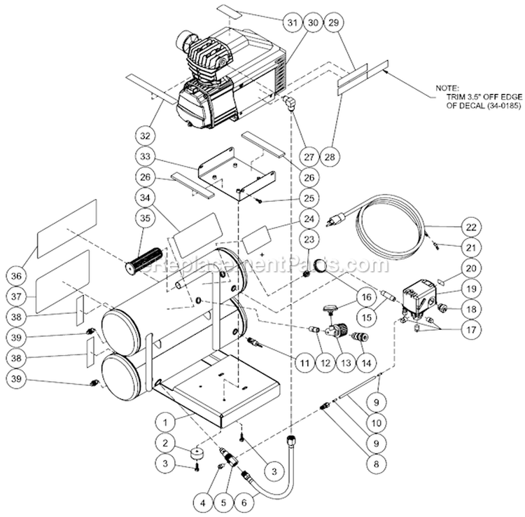 Tank Assembly For Ac1-He02-05M1 (After S/N 20099254) Diagram and Parts List for AC1-HE02-05M1  Mi-T-M Compressor