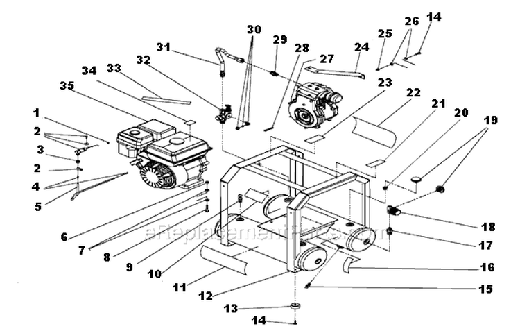 Tank Assembly (Before Serial Number 20043258) Diagram and Parts List for AC1-HH04-05M  Mi-T-M Compressor