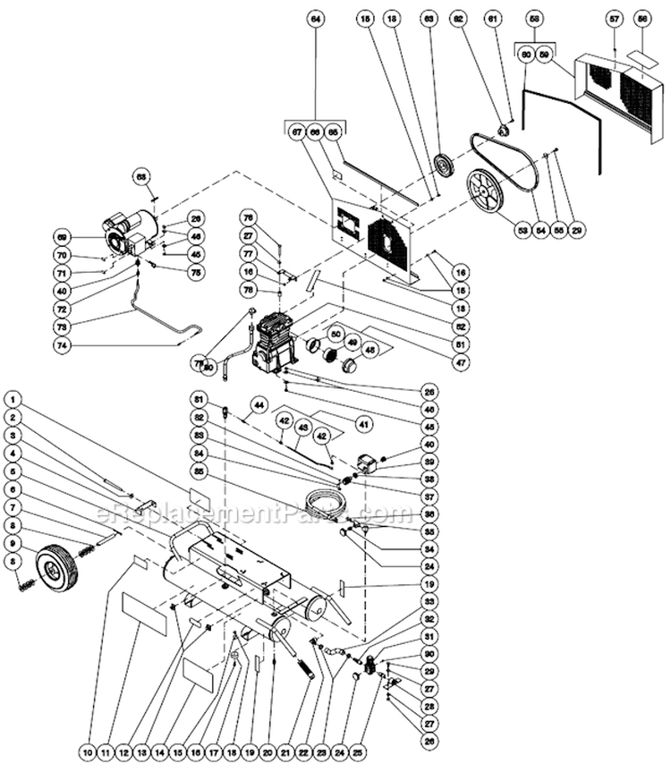 Tank Assembly For Ac1-Pe02-08M1 (After S/N 20026733) Diagram and Parts List for AC1-PE02-08M1  Mi-T-M Compressor