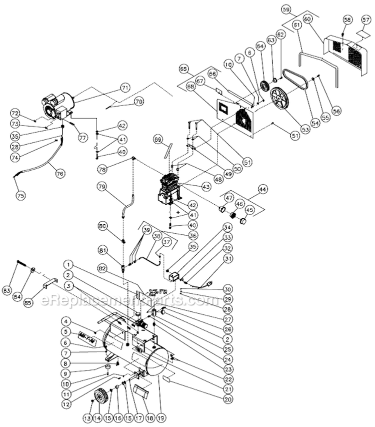 Tank Assembly For Ac1-Pe02-20M1 (After S/N 20012792) Diagram and Parts List for AC1-PE02-20M1  Mi-T-M Compressor
