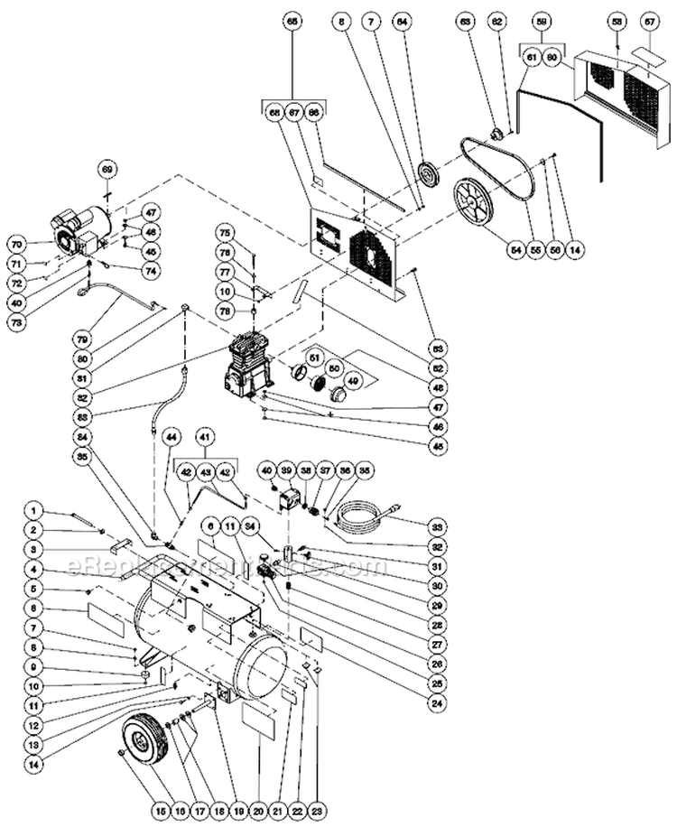 Tank Assembly For Ac1-Pe02-20M1 (After S/N 20035390) Diagram and Parts List for AC1-PE02-20M1  Mi-T-M Compressor