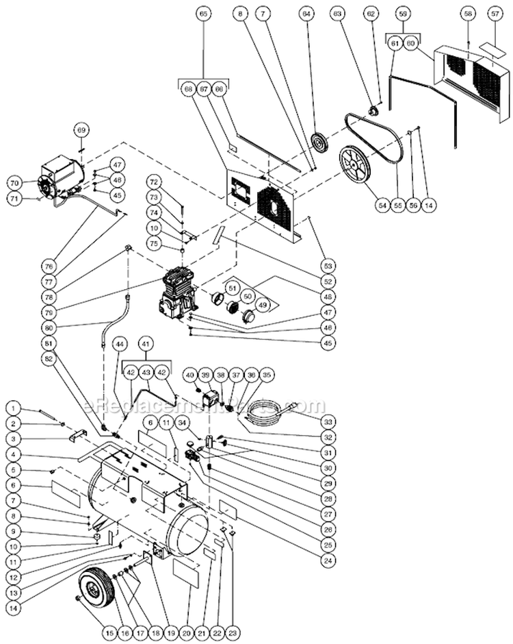 Tank Assembly For Ac1-Pe02-20M (After S/N 20035390) Diagram and Parts List for AC1-PE02-20M  Mi-T-M Compressor