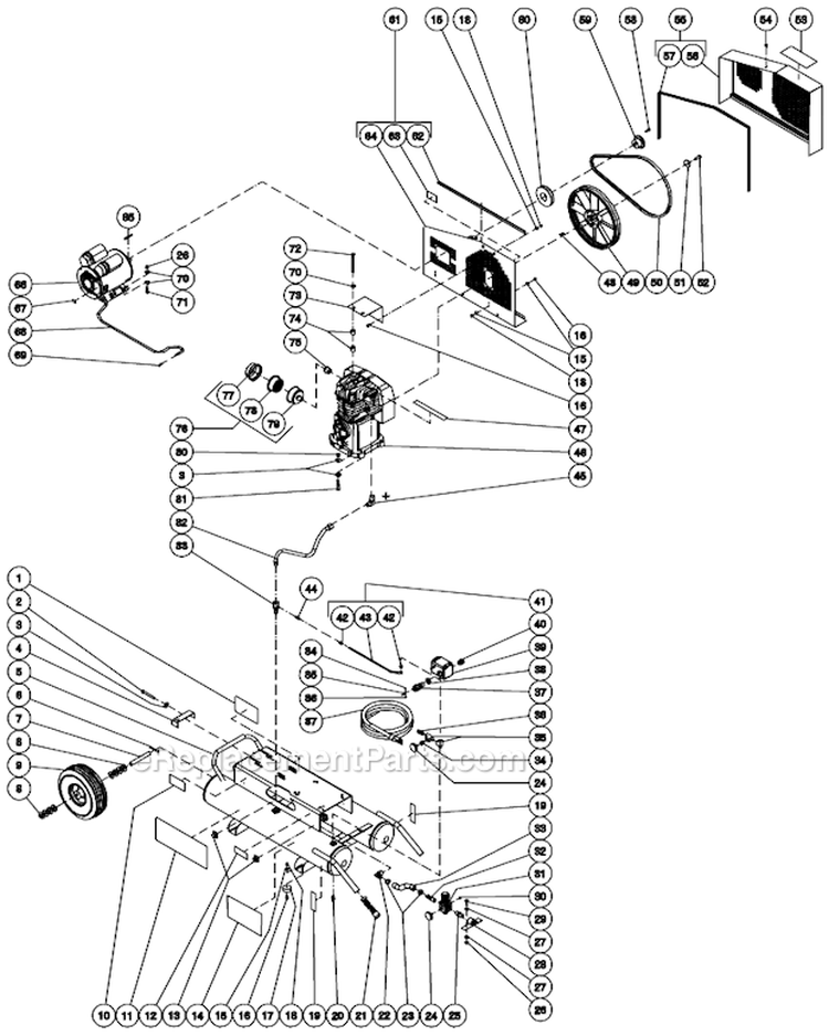 Tank Assembly For Ac1-Pe03-08M (After S/N 20026386) Diagram and Parts List for AC1-PE03-08M  Mi-T-M Compressor