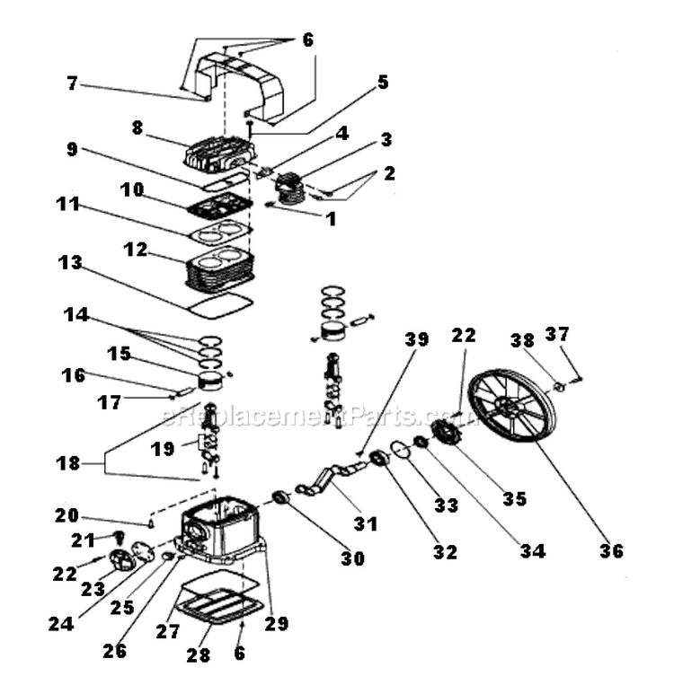 Single Stage Compressor (3-0175 B) Diagram and Parts List for AC1-PE03-20M  Mi-T-M Compressor