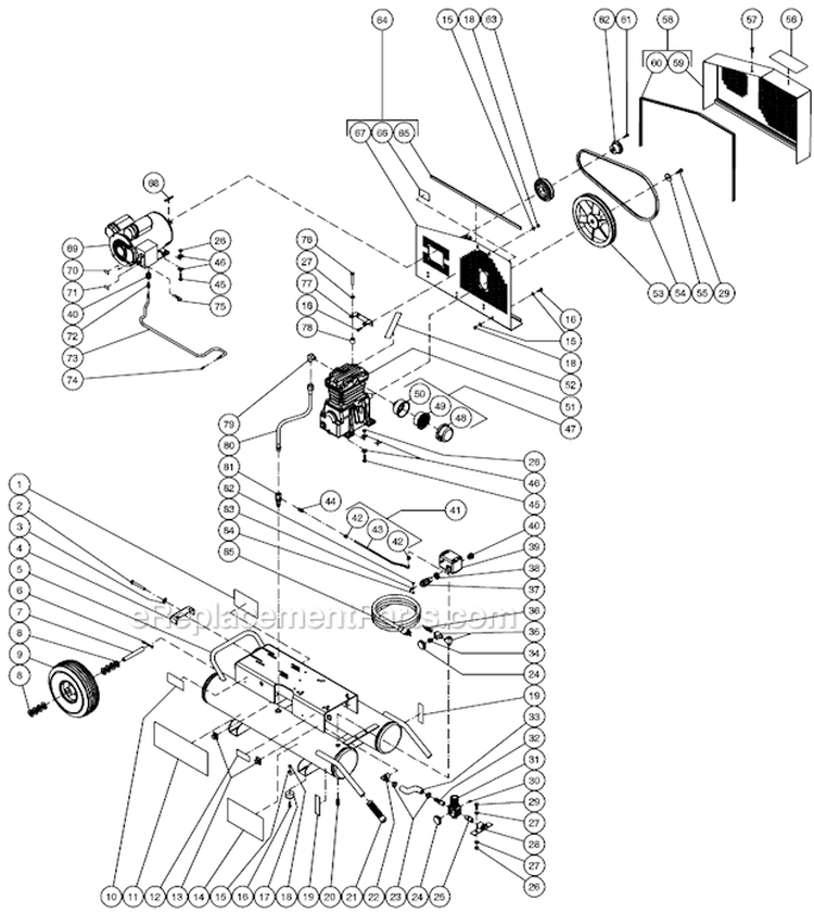 Tank Assembly For Ac1-Pe15-08M1 (After S/N 20035390) Diagram and Parts List for AC1-PE15-08M1  Mi-T-M Compressor