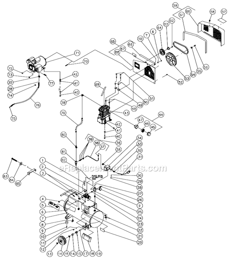 Tank Assembly For Ac1-Pe15-20M1 (After S/N 20012792) Diagram and Parts List for AC1-PE15-20M1  Mi-T-M Compressor