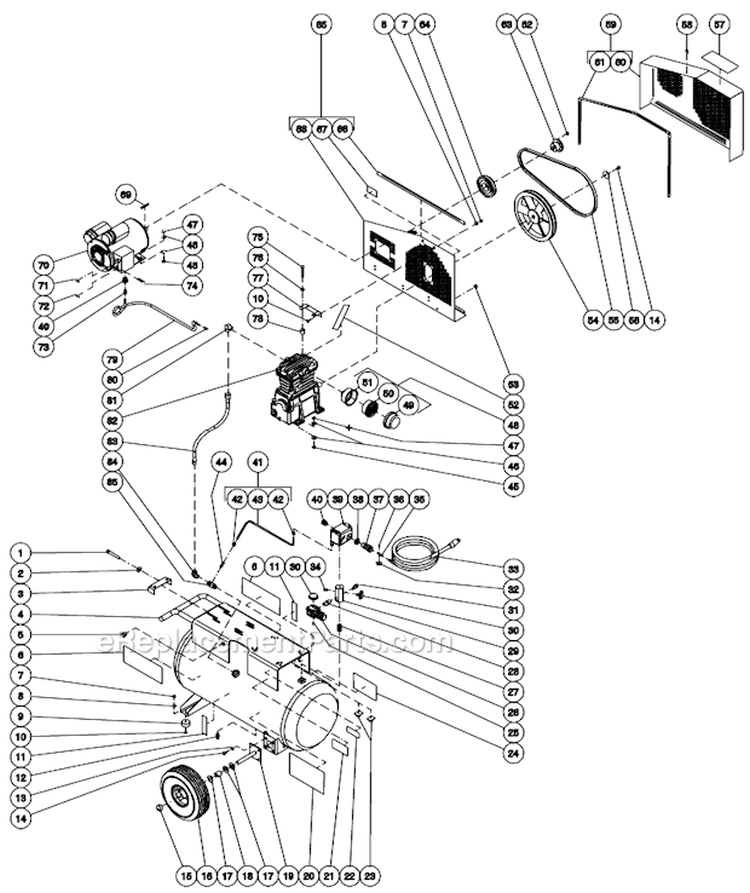 Tank Assembly For Ac1-Pe15-20M1 (After S/N 20026405) Diagram and Parts List for AC1-PE15-20M1  Mi-T-M Compressor