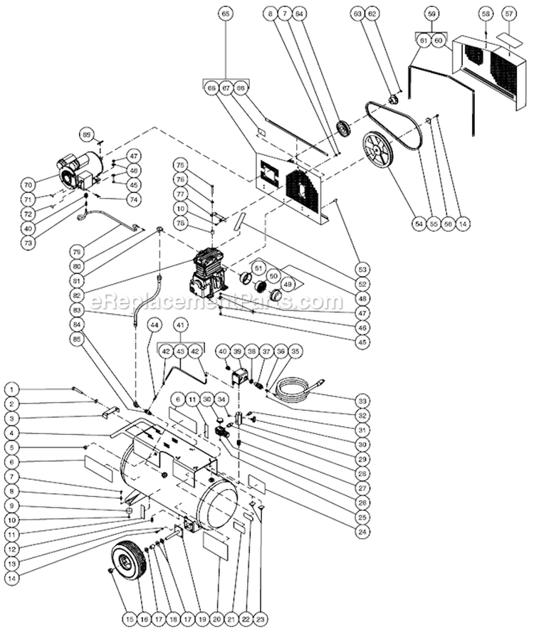 Tank Assembly For Ac1-Pe15-20M1 (After S/N 20035390) Diagram and Parts List for AC1-PE15-20M1  Mi-T-M Compressor