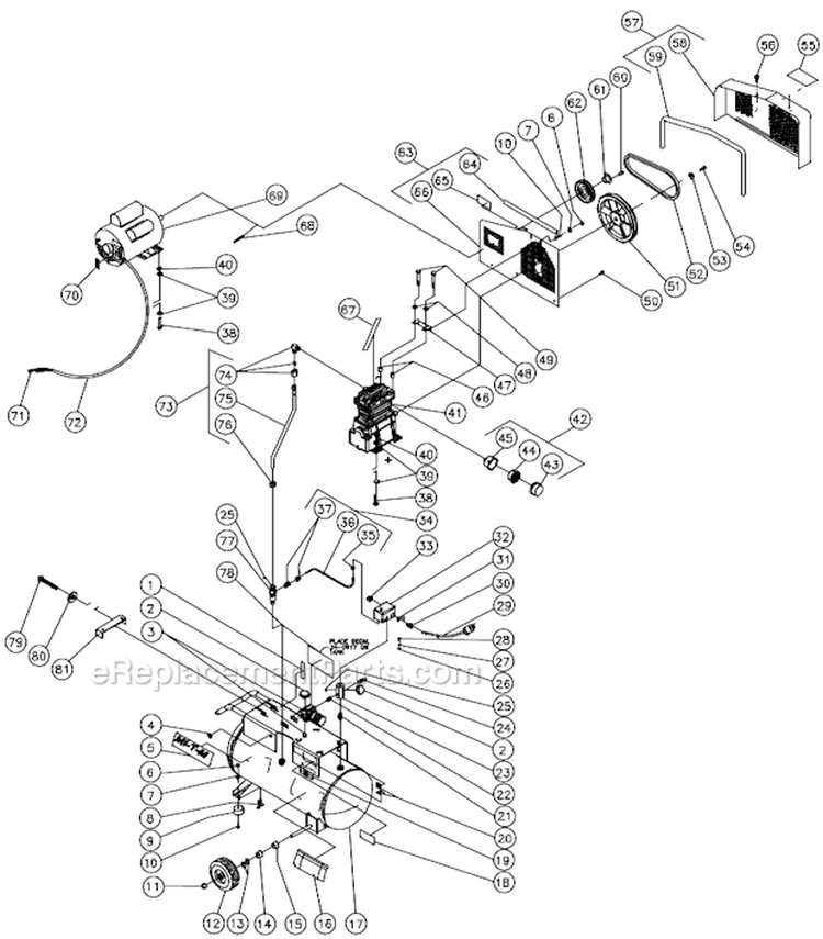 Tank Assembly For Ac1-Pe15-20M (After S/N 20004604) Diagram and Parts List for AC1-PE15-20M  Mi-T-M Compressor