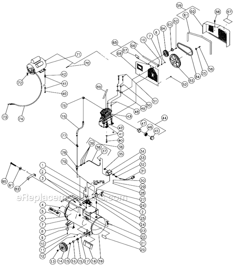 Tank Assembly For Ac1-Pe15-20M (After S/N 20012522) Diagram and Parts List for AC1-PE15-20M  Mi-T-M Compressor