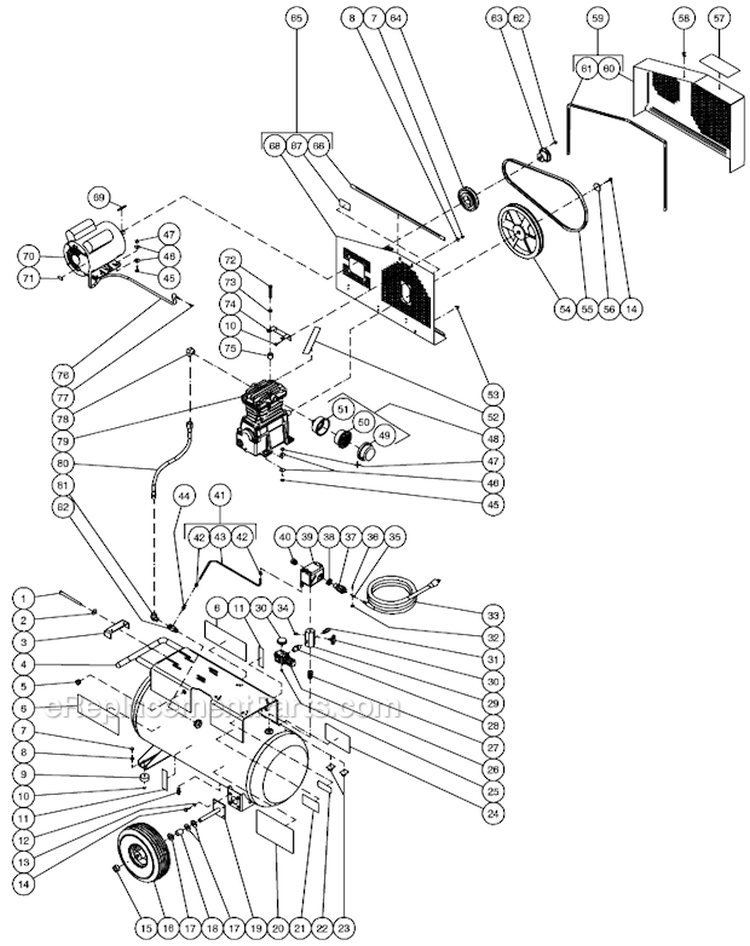 Tank Assembly For Ac1-Pe15-20M (After S/N 20026733) Diagram and Parts List for AC1-PE15-20M  Mi-T-M Compressor