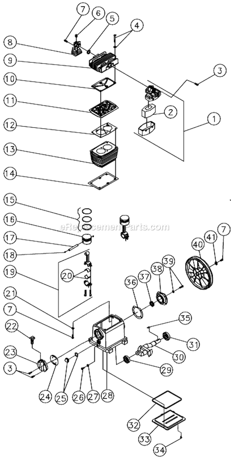 Single Stage Compressor A Diagram and Parts List for AC1-PH65-08M  Mi-T-M Compressor