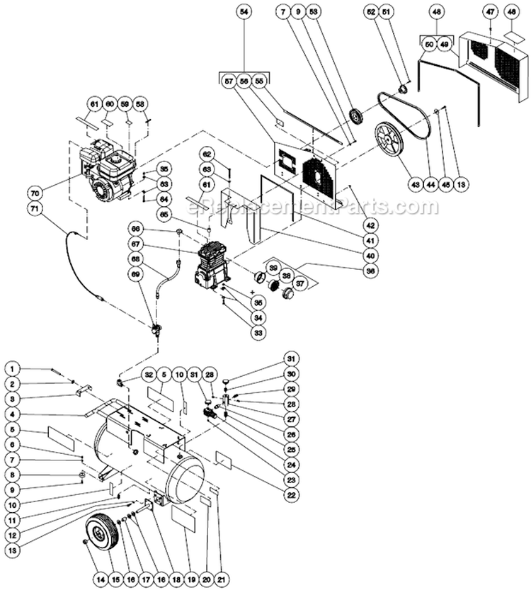 Tank Assembly For Ac1-Pr06-20M (After S/N 20029343) Diagram and Parts List for AC1-PR06-20M  Mi-T-M Compressor