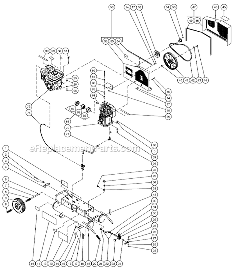Tank Assembly For Ac1-Pr07-08M (After S/N 20025554) Diagram and Parts List for AC1-PR07-08M  Mi-T-M Compressor