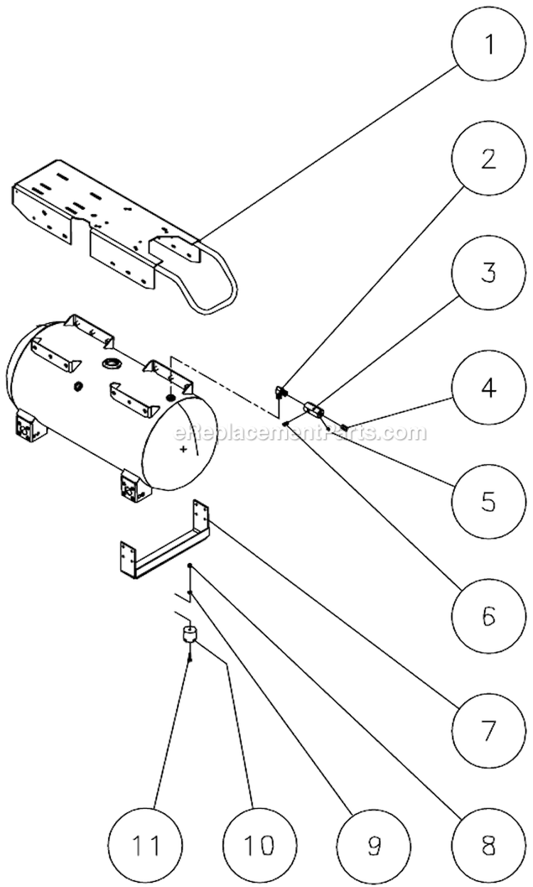 Rollcage With Wheels And Brake Option A Diagram and Parts List for AC2-PH11-30M  Mi-T-M Compressor