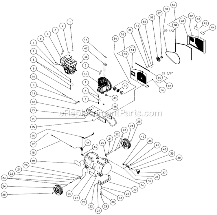 Tank Assembly For Ac2-Ph11-30M (Before S/N 20013737) Diagram and Parts List for AC2-PH11-30M  Mi-T-M Compressor