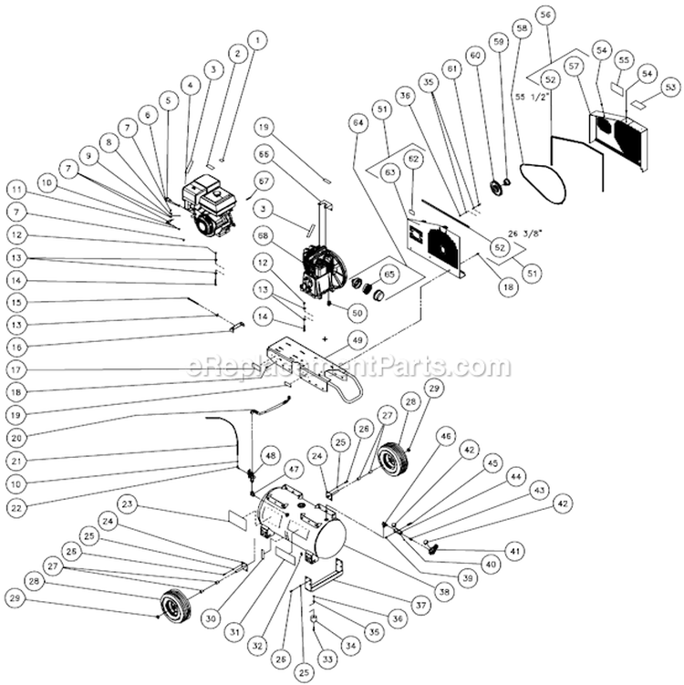 Tank Assembly For Ac2-Ph11-30M (After S/N 20013737) Diagram and Parts List for AC2-PH11-30M  Mi-T-M Compressor