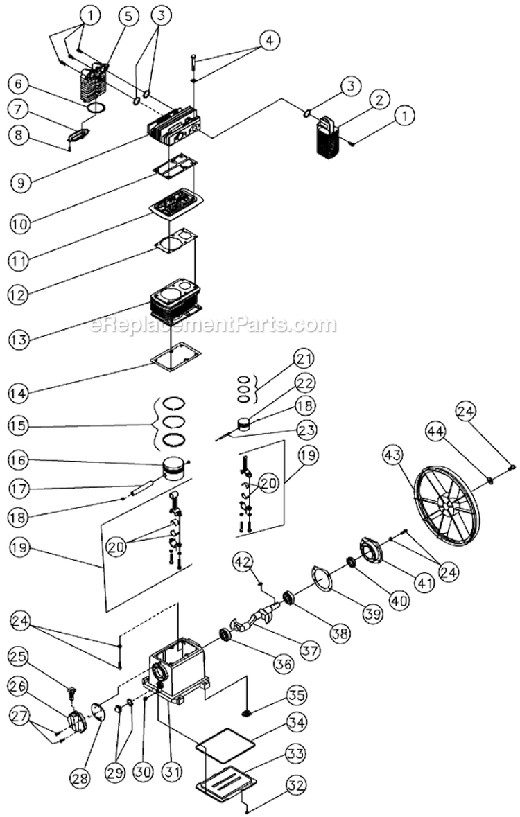 Two Stage Compressor A Diagram and Parts List for AC2-PR09-08M  Mi-T-M Compressor