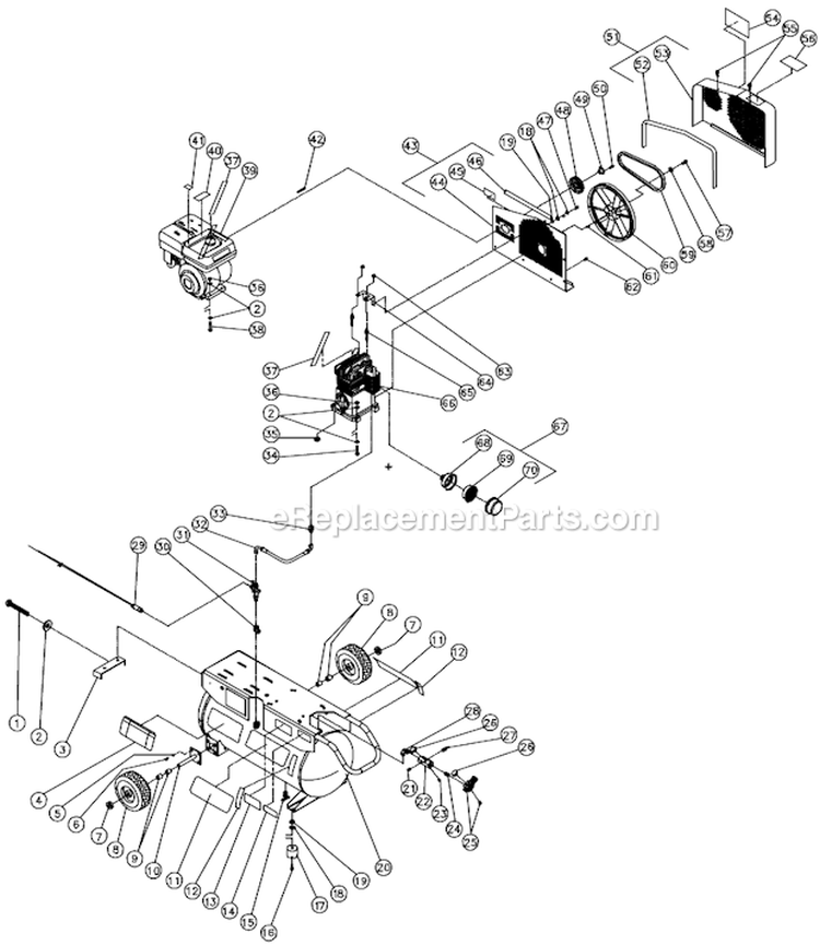 Tank Assembly Diagram and Parts List for AC2-PR09-20M  Mi-T-M Compressor