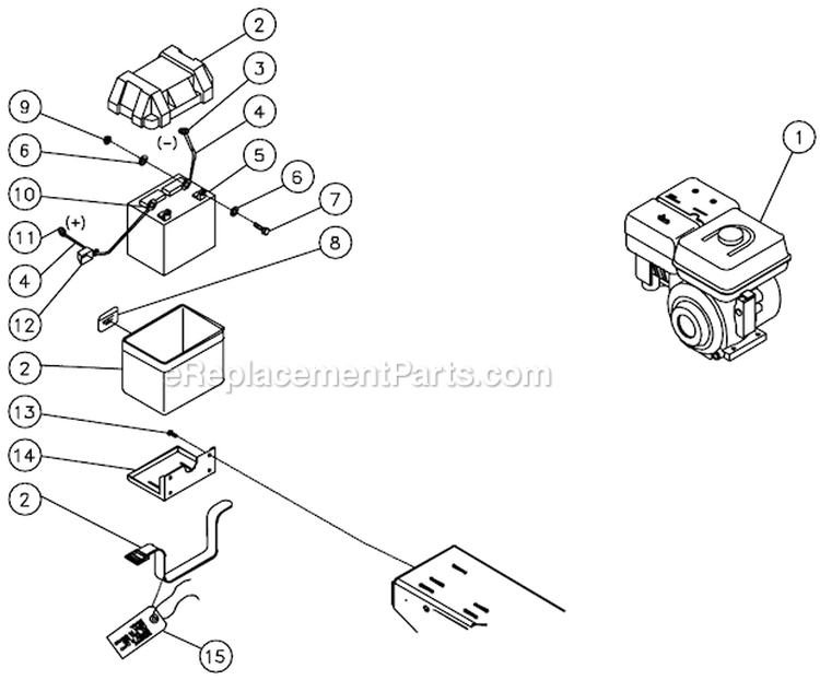 8Hp Honda Electric Start With Battery Option B Diagram and Parts List for AC2-PR09-30M  Mi-T-M Compressor
