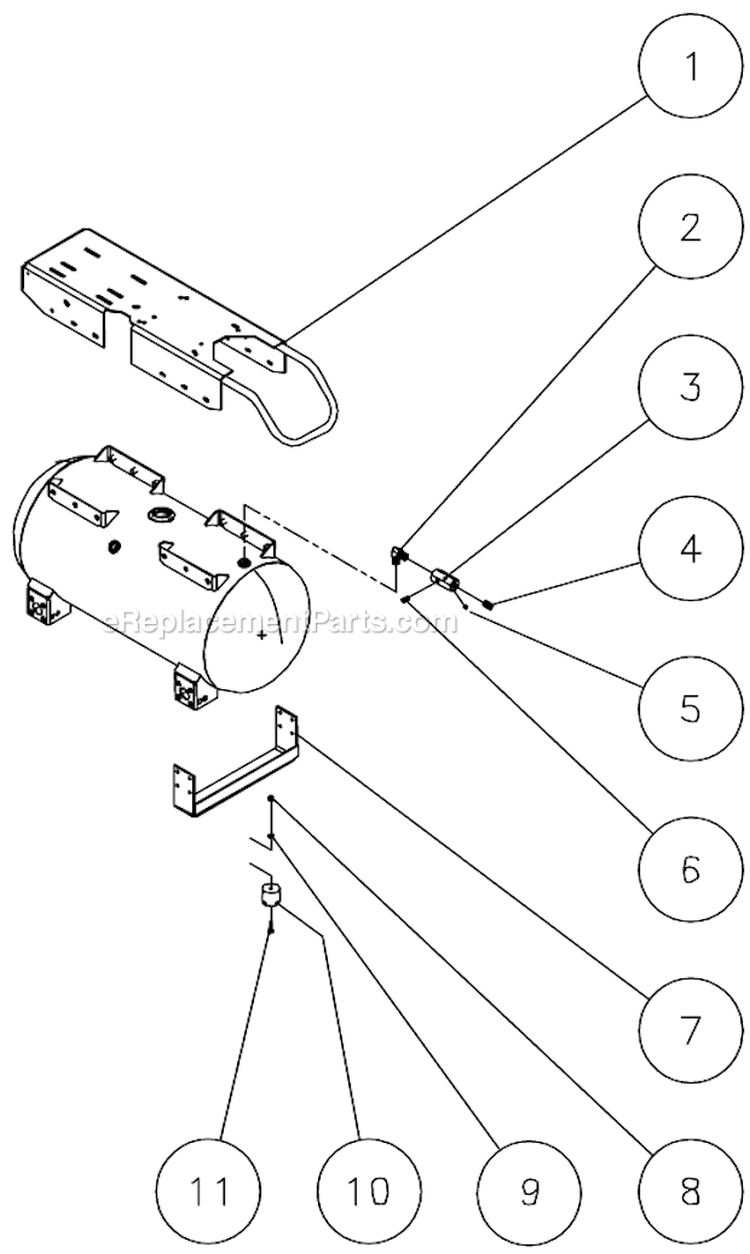 Rollcage With Wheels And Brake Option A Diagram and Parts List for AC2-PR09-30M  Mi-T-M Compressor