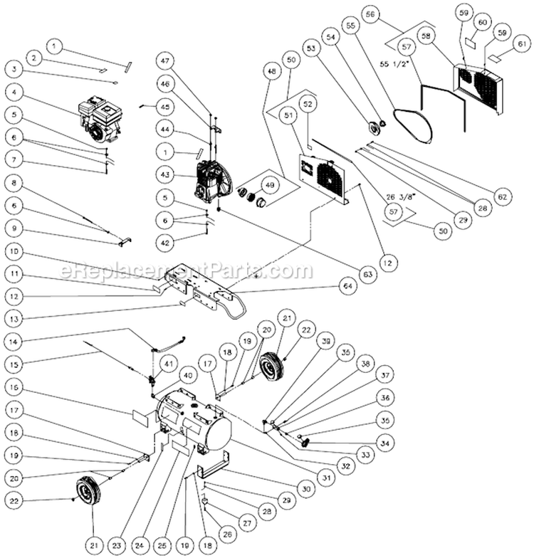 Tank Assembly Diagram and Parts List for AC2-PR09-30M  Mi-T-M Compressor
